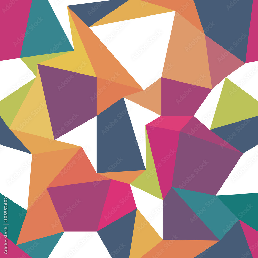 Poster Colorful triangles. Seamless abstract geometric pattern