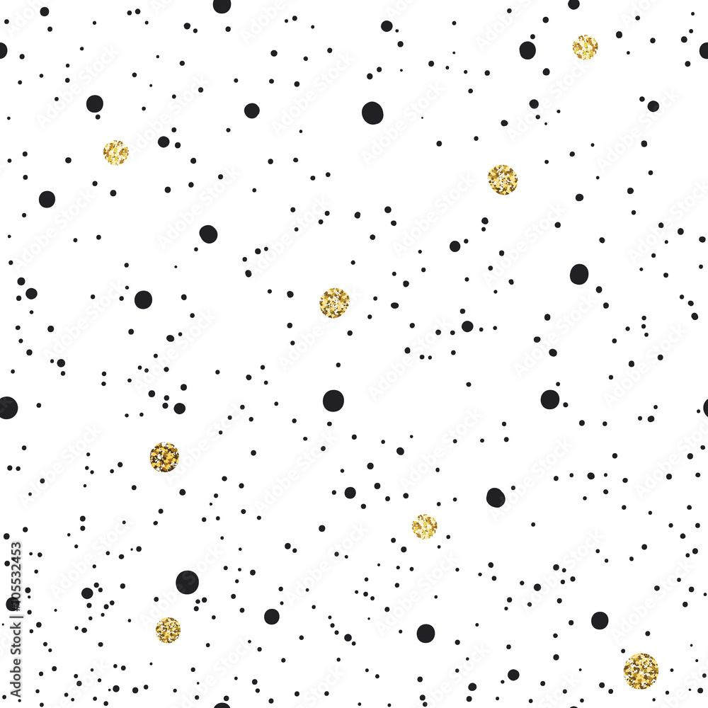Poster Abstract Seamless Pattern on White Background with Black and Gol