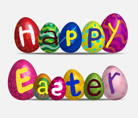 Fototapeta premium Colorful Happy easter eggs on the whitebackground. vector illustration