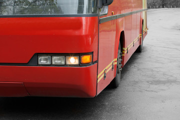 headlight of the tourist bus on the road