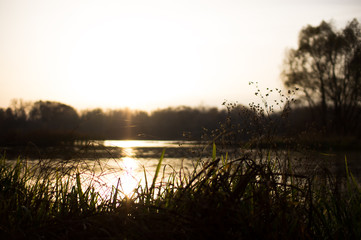 Autumn evening on the Dnieper River