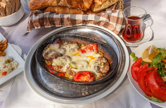 Turkish food with Roast meatballs