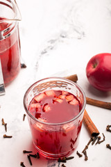 Hot mulled wine prepared with fruits