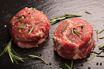 Grilled Steak Meat on the dark surface