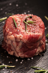 Grilled Steak Meat on the dark surface