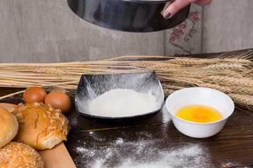 Sifting flour for bread