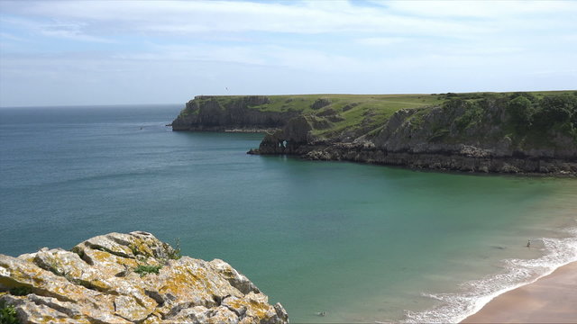 Zoom out, Barafundle Beach, Stackpole, Pembrokeshire, Wales