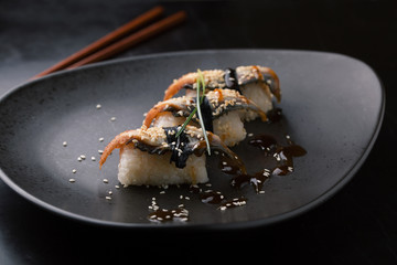 Delicious black burger with spices