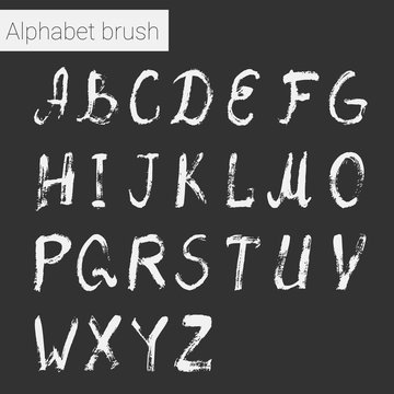 Brush script. Ink alphabet.
