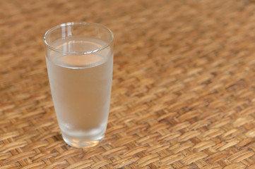 A glass of cold drinking water