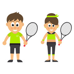 Obraz na płótnie Canvas sport man and woman with tennis racket