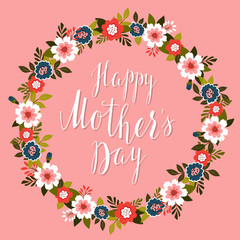 Happy Mother's Day card with pink background.Vector