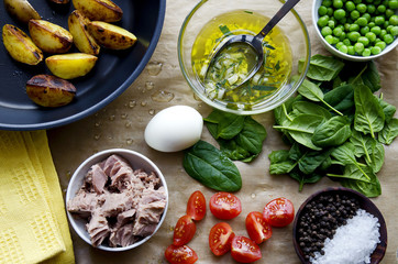 Ingredients for cooking tuna salad