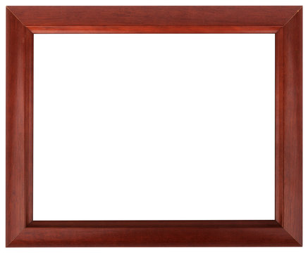 Mahogany picture frame isolated on white color.