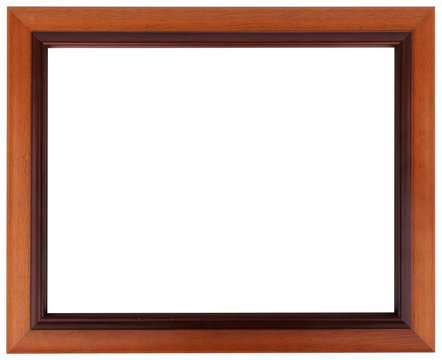 Brown frame. Mahogany picture frame isolated on white color.