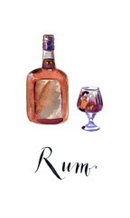Bottle and glass of rum