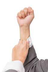 Business man hand with clenched fist show wrist