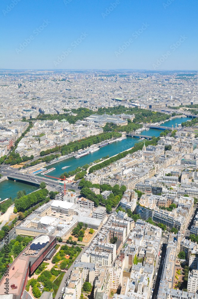 Wall mural Aerial view of the Seine river in Paris, France - Wall murals