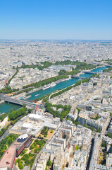 Fototapeta na wymiar Aerial view of the Seine river in Paris, France