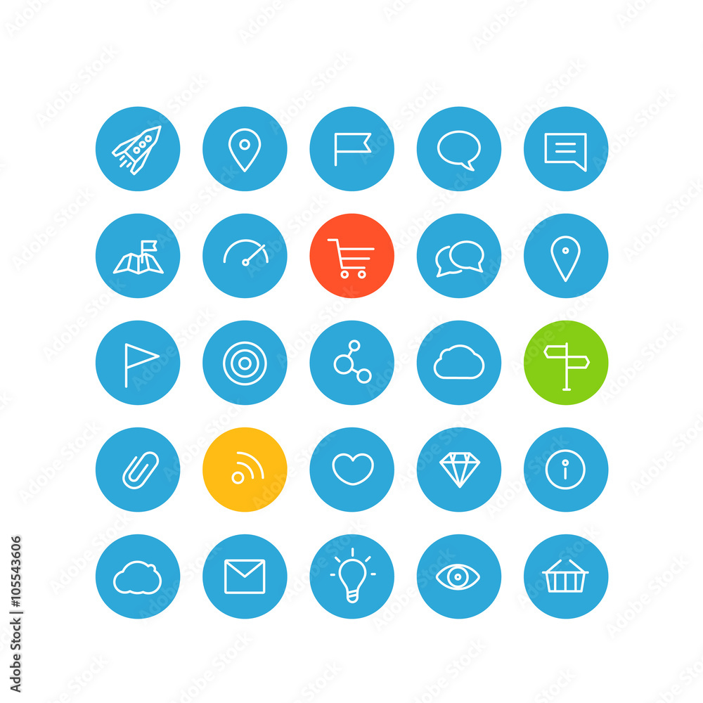 Poster modern web and mobile application pictograms collection. lineart