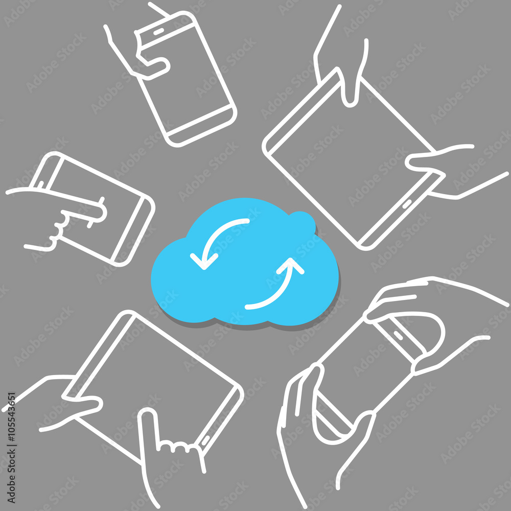 Poster modern cloud technology scheme. vector technology concept