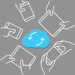Modern cloud technology scheme. Vector technology concept