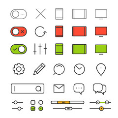 Different style trendy interface vector elements and pictograms