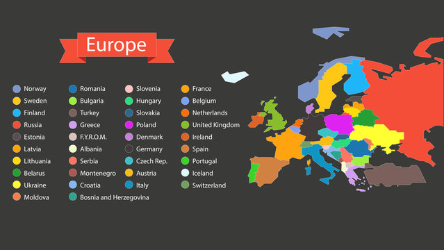 World map infographic template. Countries of Europe