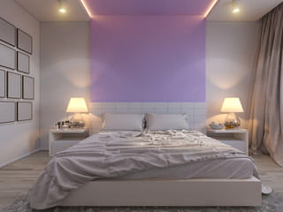 3d rendering of bedroom interior design in a modern style.