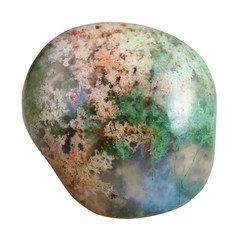 polished moss agate mineral gem stone isolated