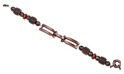 handmade bracelet from copper beads and agate gems