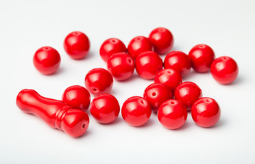 Naklejka na ściany i meble many red painted bone beads
