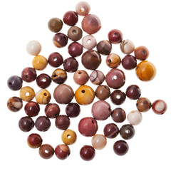 many little beads from mookaite jasper gemstone