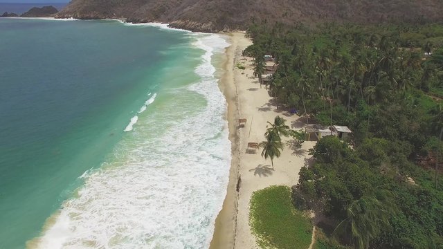 Aerial view of Cata Bay beach. Venezuela. Bahia de Cata.