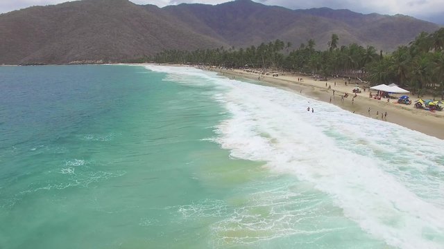 Aerial view of Cata Bay beach. Venezuela. Bahia de Cata.