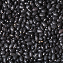 many raw Black beans close up