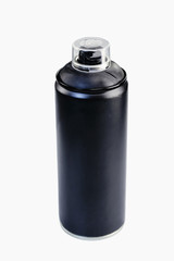 Black metal spray bottle isolated