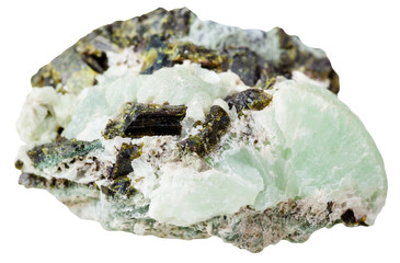 Epidote crystals on Prehnite mineral stone