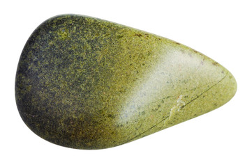 tumbled Epidote mineral gem stone isolated