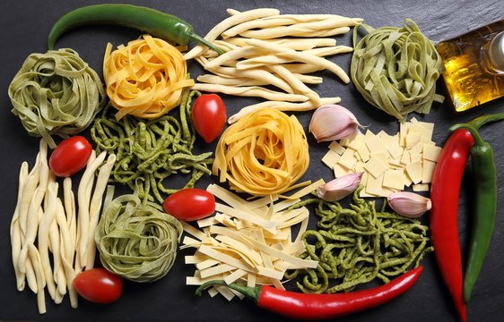 Various types of pasta.