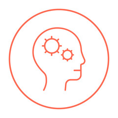 Human head with gear line icon.