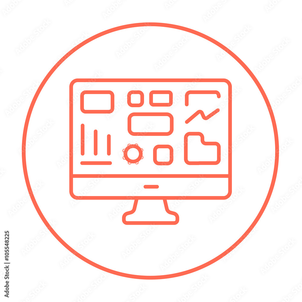 Poster monitor with business graphs line icon.