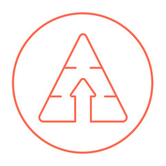 Pyramid with arrow up line icon.