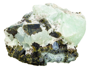 green Prehnite mineral stone and Epidote crystals