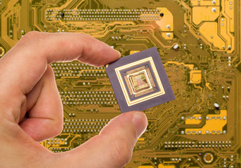 Microprocessor in hand over printed circuit board