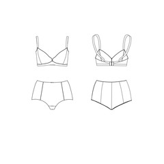 Flat Fashion Industrial Sketch Template - Lingerie