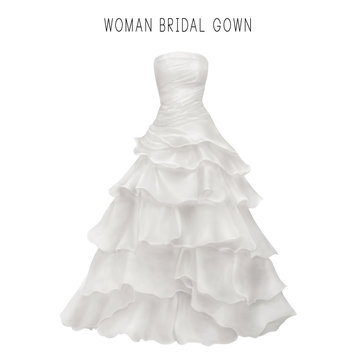 Illustration of white bridal gown 