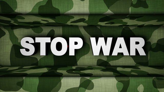 STOP WAR Text in Military Gate, Loop, 4k 