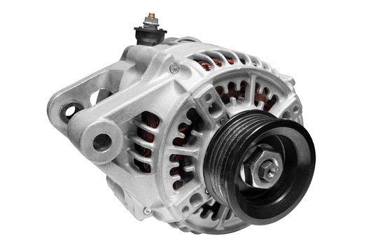 new electric car alternator on a white background