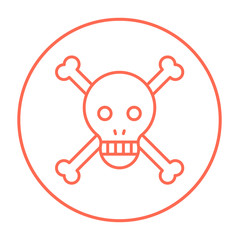 Skull and cross bones line icon.